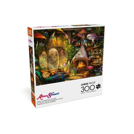 Buffalo Games Merry Mushroom Cottage 300-Piece 21.25 x 15-Inch Interlocking Jigsaw Puzzle for Adults Ages 14 