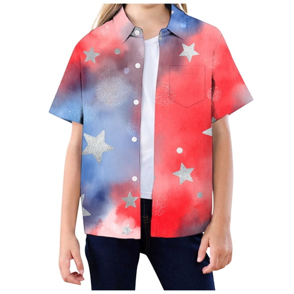 dmqupv Toddler Boy 4th of July USA Flag T Shirt Patriotic American Theme Independence Day Short Sleeve Tee Tops Light Purple,4-5 Years