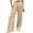 Khaki——Fall Savings, variant on Wide Leg Pants for Women Ruched Crossover Waist Flowy Palazzo Pant Fall Casual Daily Wear Trousers with Pockets Khaki 2XL