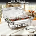 thumbnail image 6 of PRIJESSE 6 Pack Chafing Dish for Buffet,8 Quart Stainless Steel Chafing Dish Buffet Set, Rectangular Chafers and Buffet Warmers Sets for Party, Catering, Wedding, Banquet, Graduation, 6 of 7