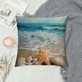 thumbnail image 2 of Shiartex Seashell Starfish Beach Themed Pattern Throw Pillow Case Hawaiia Tropical Sea Waves Blue Sky and Seaside Scene Pillow Cushion Cover Home Sofa Decorative (Cushion Cover), 2 of 5