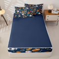 thumbnail image 4 of Homewish Kids Baseball Football Rugby Printed Zipper Full Size Comforter Sets with Fitted Sheet and 2 Pillowcases For Ball Games Lover,Monogrammed J Zipper Bedding Set,Navy Blue Reversible,4-Piece, 4 of 7