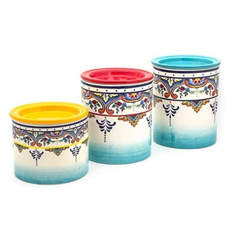 EuroCeramica Zanzibar Zanzibar-3pcs Canister, 3-Piece Set, Multicolor