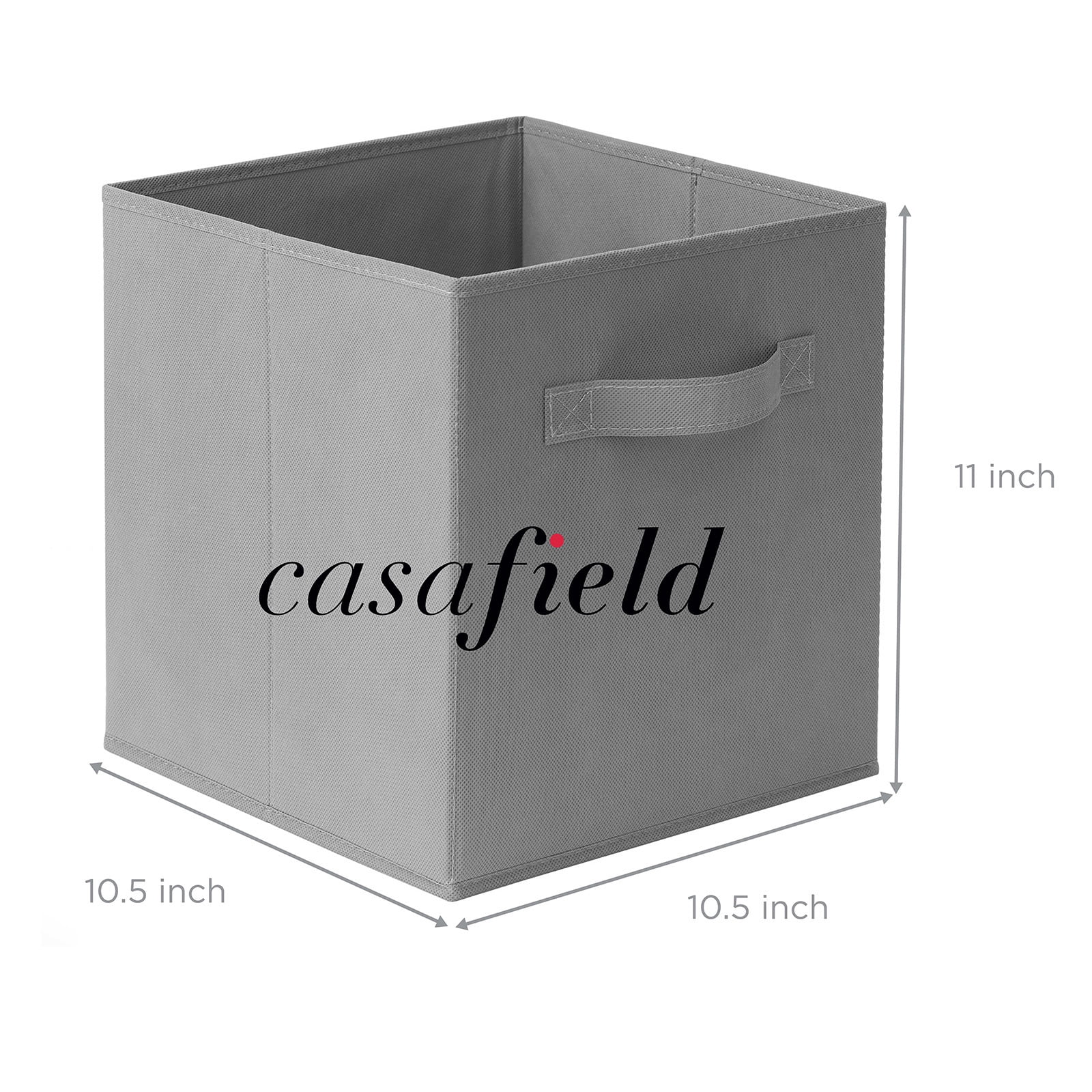 Casafield Set of 6 Fabric Storage Cube Bins, Gray - 11" Collapsible Foldable Cloth Baskets for Shelves and Cubby Organizers