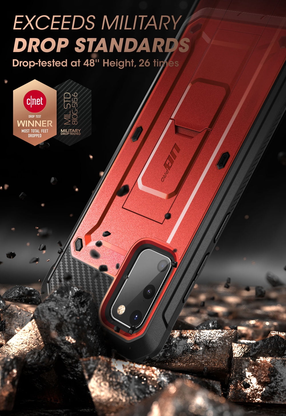 SUPCASE Unicorn Beetle Pro Series Designed for Samsung Galaxy S20 FE 5G Case (2020 Release), Full-Body Dual Layer Rugged Holster & Kickstand Case with Built-in Screen Protector (Ruddy)