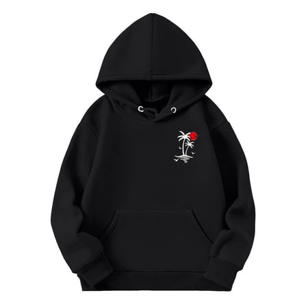 

Girls Sweatshirt Kids Girls Sweatshirt Boys Girls Sunset Seagull Coconut Tree Print Casual Pullover Hoodie with Pocket Baby Sweatshirt(Color:Black Size:3-4 Years)