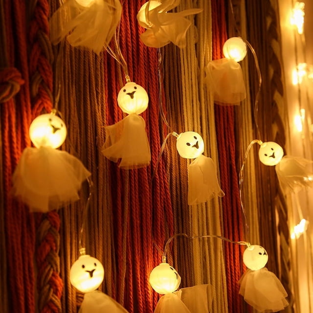 Cadena de luces LED de Halloween, festival de fantasmas, día soleado, decoración de muñecas, luces colgantes, decoración de Halloween, funciona con pilas para árbol de Navidad, fiesta de boda de Pascua ER