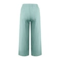 thumbnail image 6 of lmcalzta Linen Pants for Women High Waisted Drawstring Summer Wide Leg Pants with Pockets Trendy Casual, 6 of 9