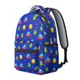 thumbnail image 2 of Alien UFO Bright Blue Pattern Backpack for School, Cute School Bag with Adjustable Shoulder Straps and Padded Back, 15.3"x11"x7.1", 2 of 5