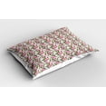 thumbnail image 2 of Ambesonne Floral Pillow Sham 2 Pack, Camellia Flowers and Leaves, 26"x20", Lilac Olive Green and Pink, 2 of 3