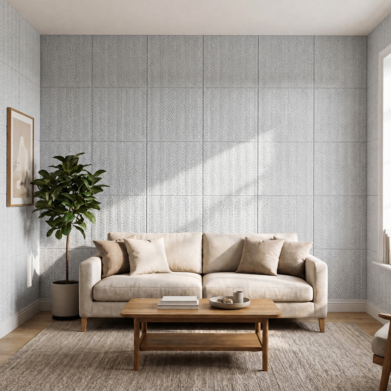 BEAUTYPEAK 8PCS 24"x 24" 3D Wall Panels Lightweight Wall Decor Panels for Home, Cement Grey