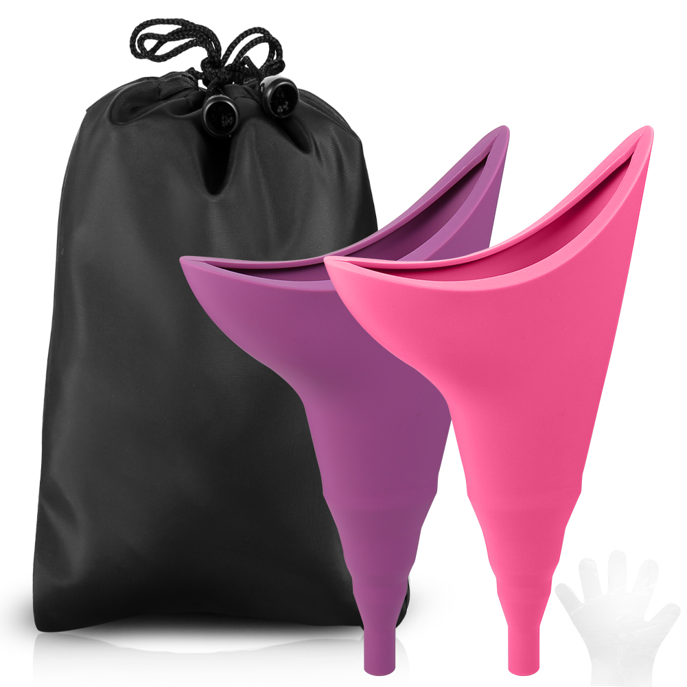 Springcorner 2 Pcs Travel Female Urination Device,Reusable Silicone