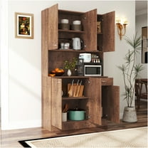 JERFIT 6-Door Wardrobe & Storage Cabinet with Drawer, Tall Freestanding Closet Organizer for Bedroom, Kitchen, Entryway, Walnut Melamine MDF