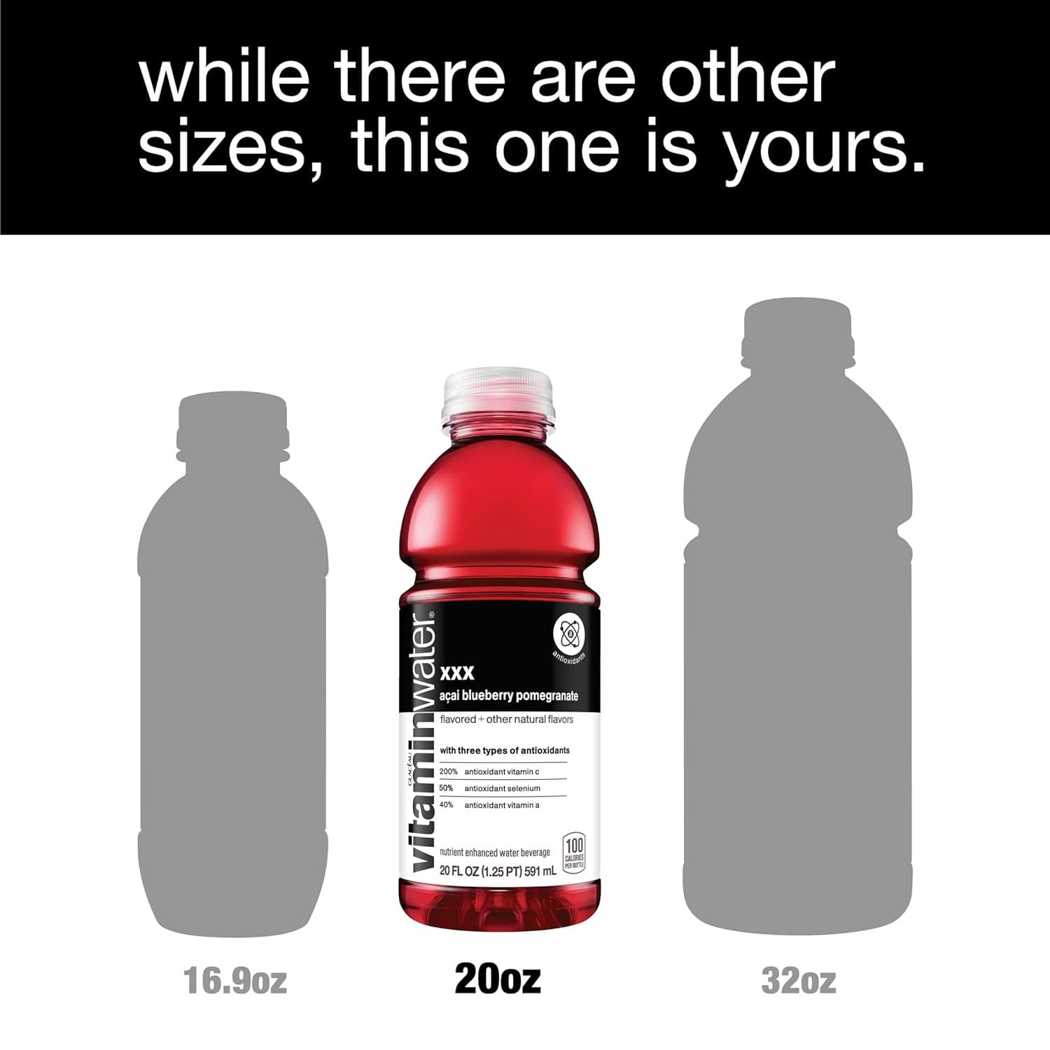 Vitamin Water Zero, Acai-Blueberry-Pomegranate - XXX, 20oz Bottle Pack of 6, Total of 120 Oz