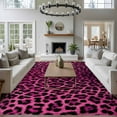 thumbnail image 3 of 5'x8' Area Rugs, Pink Leopard Print Indoor Outdoor Area Rug for Living Room Bedroom, Retro Chic Abstract Animals Texture Washable Bathroom Rugs Kitchen Floor Carpet Mats Home Decor Aesthetic, 3 of 8