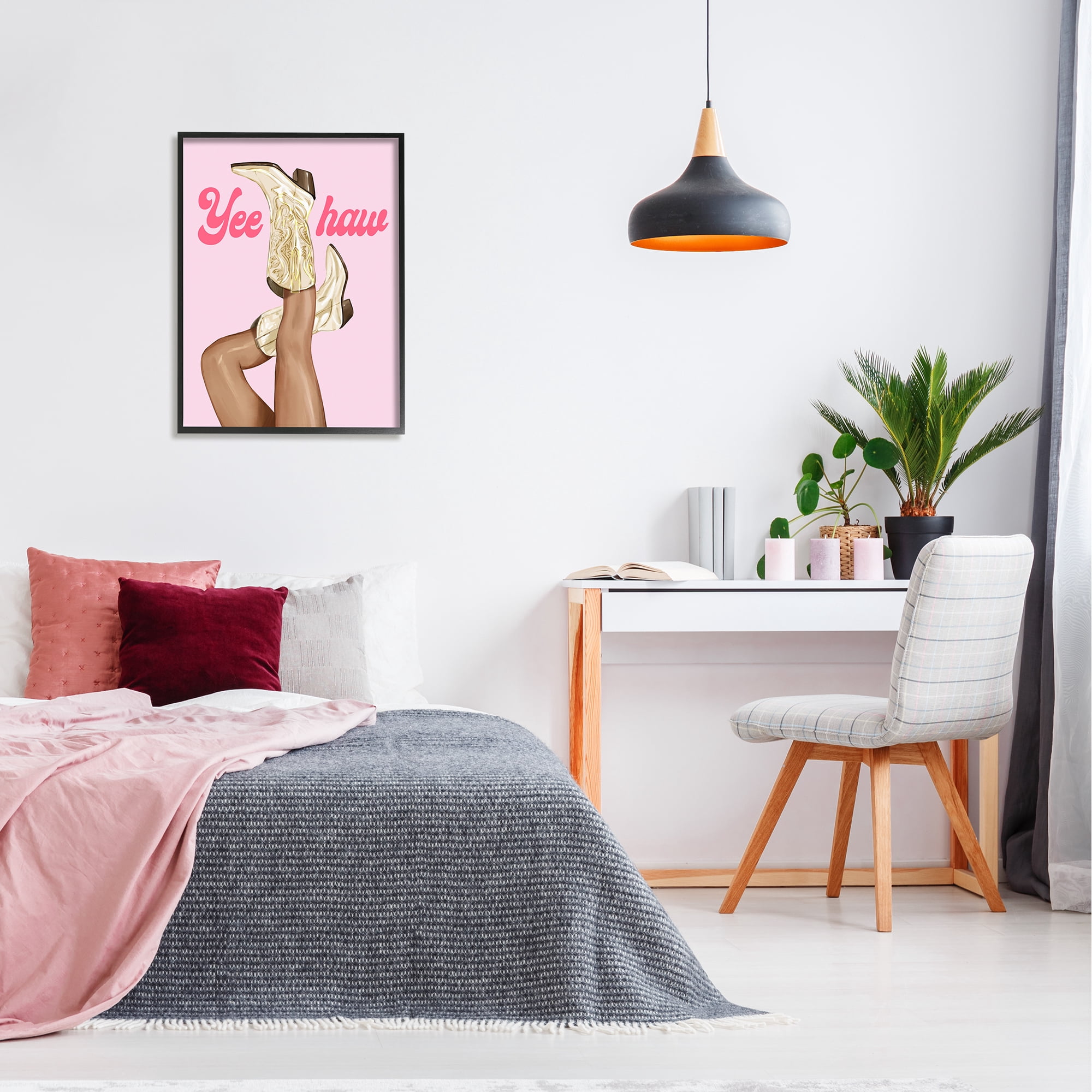 Stupell Industries Yeehaw Cowgirl Boots Typography Painting Black Framed Art Print Wall Art, 24 x 30