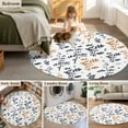thumbnail image 5 of Round Area Rug 5 Ft, Grey Orange Botanical Washable Non-Slip Circle Carpet for Living Room/Bedroom, Watercolor Spring Floral Summer Leaf Low-Profile Runner Mats Collection Rugs for Indoor, 5 of 8