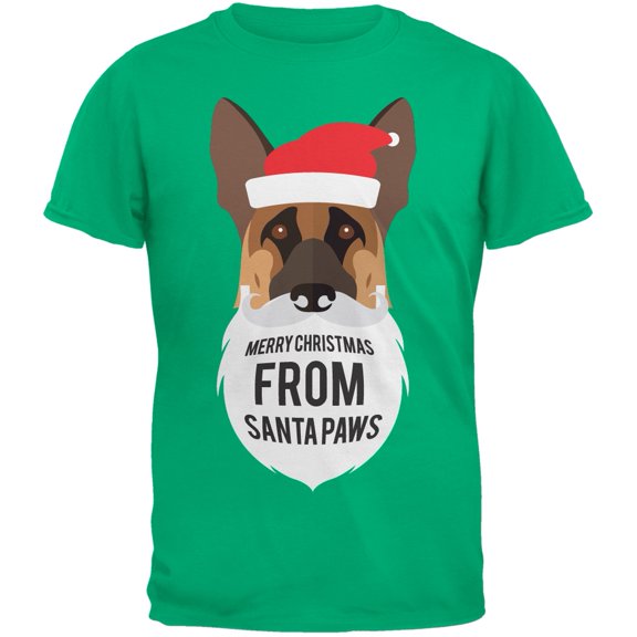 German Shepard Santa Ugly Christmas Sweater Youth Green T-Shirt
