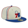 thumbnail image 3 of Men's New Era Cream/Royal Philadelphia 76ers Piping 2-Tone 59FIFTY Fitted Hat, 3 of 6