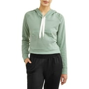 New York Laundry Women's Brushed Cross Over Crop Hoodie (SIZES S-3X AVAILABLE)