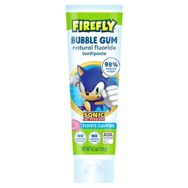 Firefly Sonic The Hedgehog Kids Anticavity Natural Fluoride Toothpaste, Bubble Gum, ADA Accepted