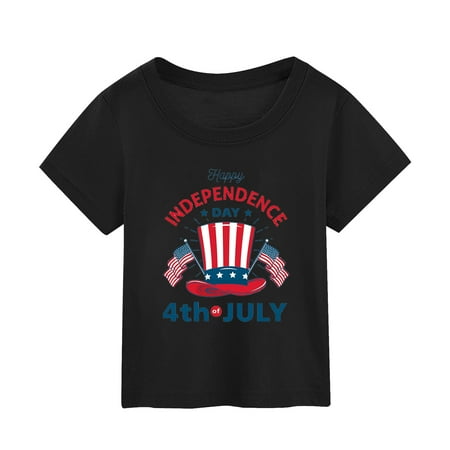 

Summer Independence Day Flag Printed Short Sleeved Top T Shirts for Boys Baby Girl Clothes