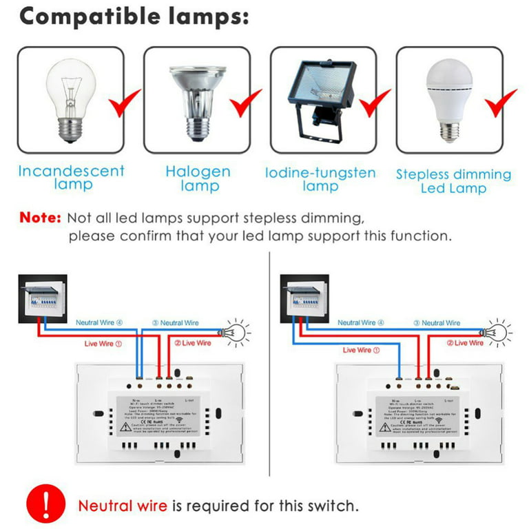TUYA Smart Life APP WiFi Light Switch Socket EU Touch Panel Works w/Alexa  Google