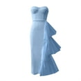 thumbnail image 5 of Lovskoo Women's Strapless Prom Dresses Formal Evening Dress Side Puffy Tiered Tulle Tube Neck Bodycon Cocktail Party Fishtail Midi Dress Blue, 5 of 9