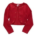 thumbnail image 2 of Cyndeelee Girls Long Sleeve Beaded Sequin Scallop Trim Bolero Cotton Shrug Cardigan (Red, 12 Months), 2 of 5