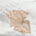 thumbnail image 2 of Coerni Toddler Girl Short Sleeved Solid Color T Shirt Top Shorts Pocket Home Clothes Loose Sports Suit Summer Baby Clothes, 2 of 4