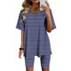 thumbnail image 2 of Blusas para las Mujeres Casual Impreso Cuello en V Manga Corta Blusa Pantalones Cortos, Conjuntos de Ropa para las Mujeres, 2 of 4