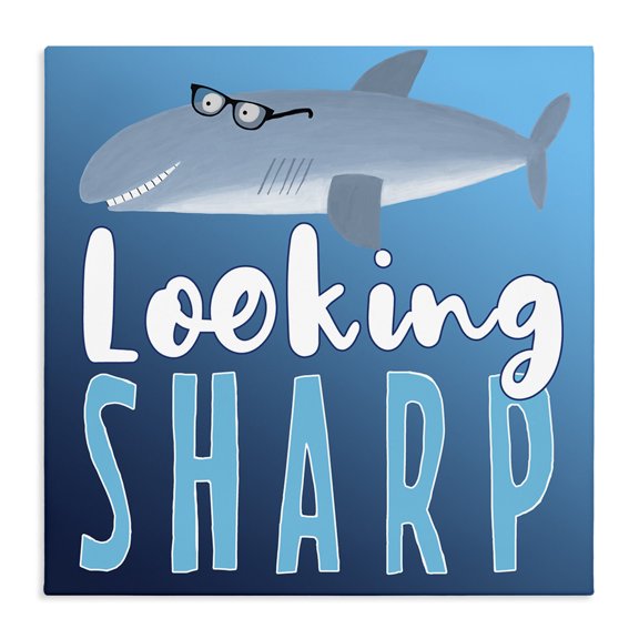 Stupell Industries Eclectic Looking Sharp Shark Canvas Art, 24 x 24, by Carla Daly