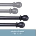 thumbnail image 4 of Kenney Scroll Ball Standard Steel Decorative Window Double Curtain Rod, 48-86" Adjustable Length, 5/8" Dia., Black, 4 of 6