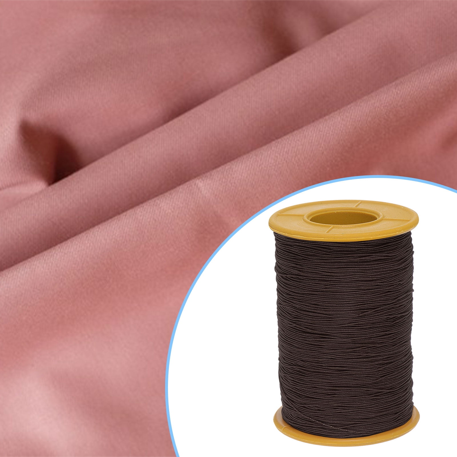 Uxcell 2pcs Elastic Sewing Thread 547 Yards 0.5mm Thickness Latex Sewing Thread for Hand Sewing, Gathering, Brown