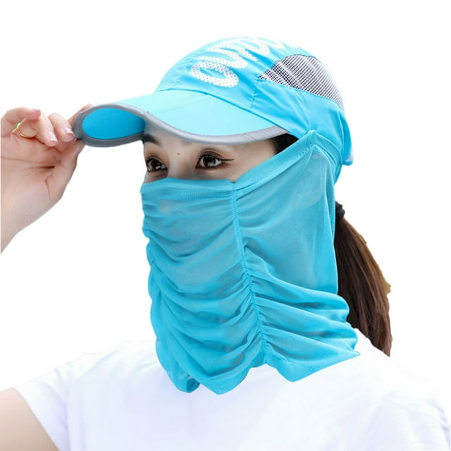 Summer Sun Protection Tea Hat Men And Women Cover Face Peaked Cap Outdoor Riding Anti-Ultraviolet Sun Hat Breathable And Foldable