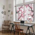 thumbnail image 5 of Spring Pink Flowers Tier Curtains 54 Inch Length, Botanical Peach Blossoms Floral Cafe Short Curtains for Bathroom Over Sink, Small Kitchen Curtain Light Filtering Tiered Drapes 2 Panels 27.5"Wx54"L, 5 of 8