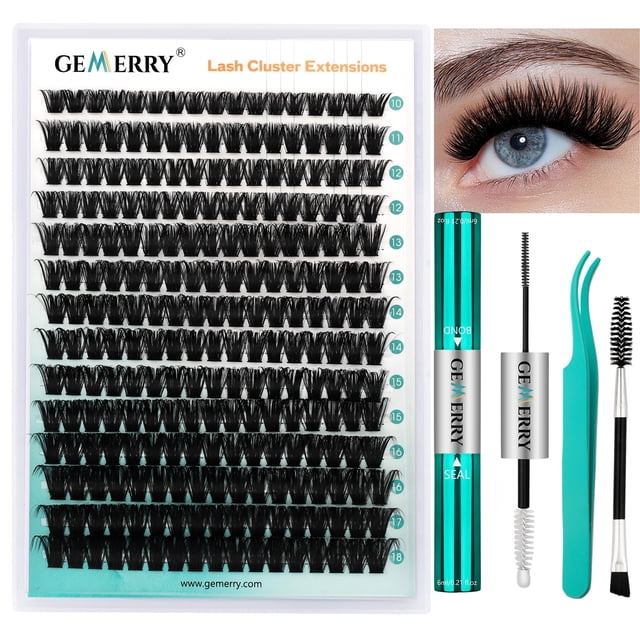 Kit de extensión de pestañas GEMERRY Thick Lash Clusters D Curl 80P