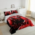 thumbnail image 3 of Feelyou Cartoon Game Console Full Size Comforter Sets for Kids, Gamepad Gaming Bedding Comforter Set, Chic Check Honeycomb Red Reversible Bedding Sets, Super Cozy Room Decor, 3-Piece, 3 of 8