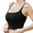 thumbnail image 3 of DuoJiaJ Women's Comfortable And Summer New Square Neck Rib Sports Breathable Fitness Tank Top Bra Wireless Bras Black, 3 of 4