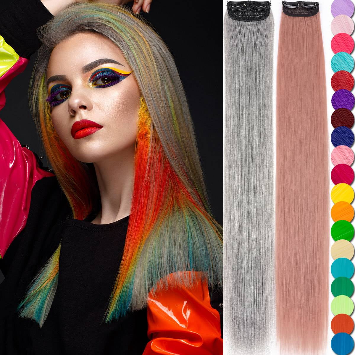 SEGO Party Highlights Clip in Colored Hair Extensions Colorful Hair