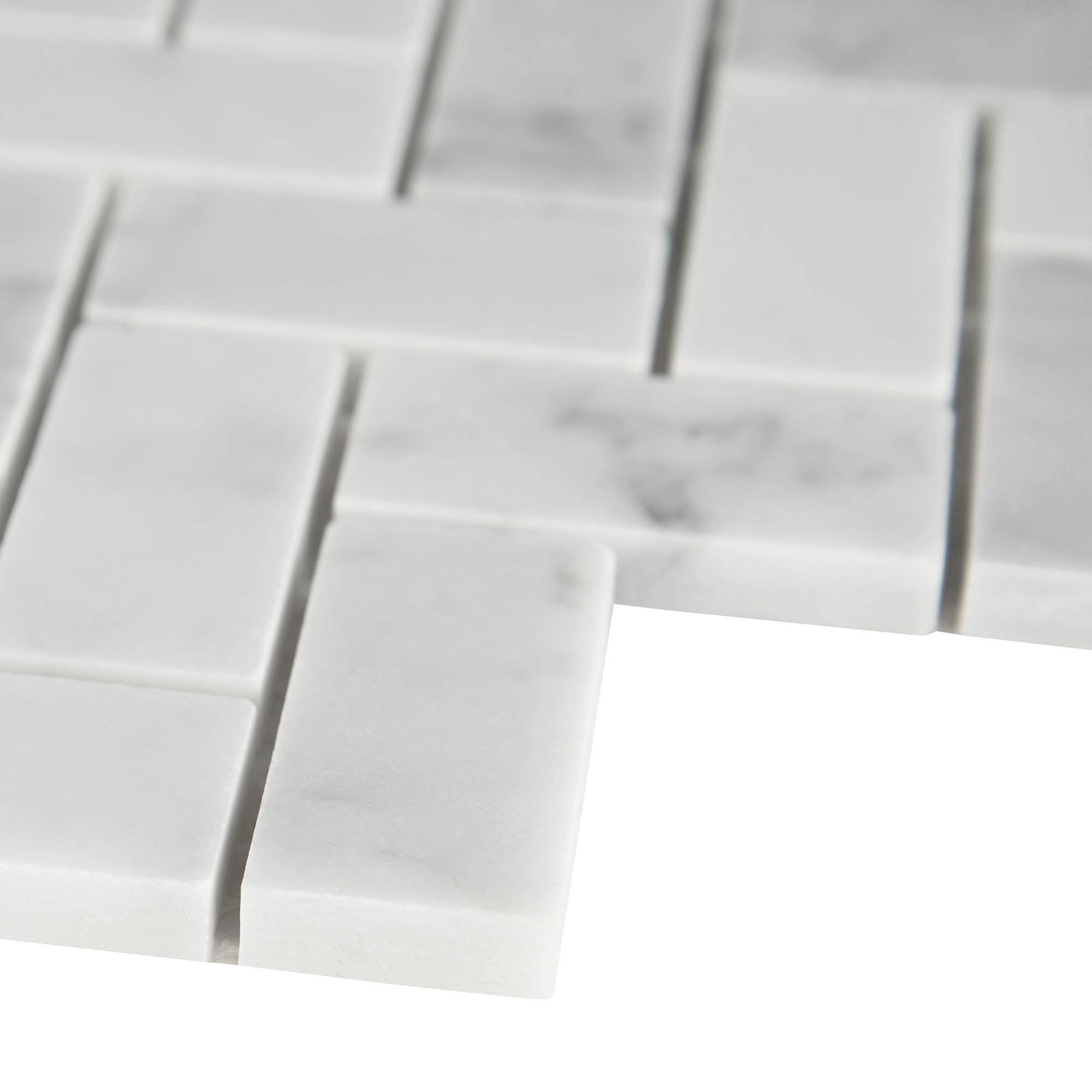 MSI Carrara White 1 X 2 Herringbone Honed Marble Mosaic Tile