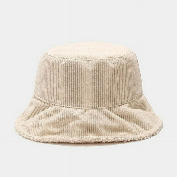 CoCopeanut Baru Wanita Plus Mewah Corduroy Topi Ember Perempuan Solid Musim Dingin Solid Streetwear Hangat Lipat Besar Lebar Visor Topi Datar Topi