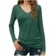 thumbnail image 2 of Xuyuer Women's V-Neck Long Sleeve Slim Drape Hem Solid Color Casual Blouse, Flowy T-Shirt Top for Business Casual, Dinner Dates and Elegant Daily Fashion, 2 of 5