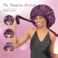 thumbnail image 3 of Single Layer Silk Satin Tie Bonnet Large Prune, 3 of 6