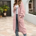 thumbnail image 2 of SGMVNU Womens Sweater Tops Elegant Fringe Solid Sweater Coat For Oversized Long Knit Cardigan With Bohemian Style, Fall Winter Outfits Pink Size L, 2 of 4