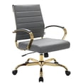 thumbnail image 1 of LeisureMod LeisureMod Chaise de Bureau en Cuir pour la Maison Benmar avec Cadre Doré, 1 of 4