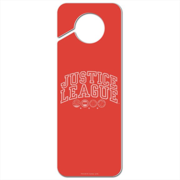 Justice League Athletic Logo Plastic Door Knob Hanger Sign