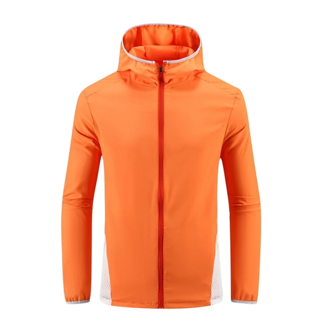 Weiqiqre Mens Lightweight Running Jacket Sun Protection Top Solid Color Long Sleeved Hooded Top
