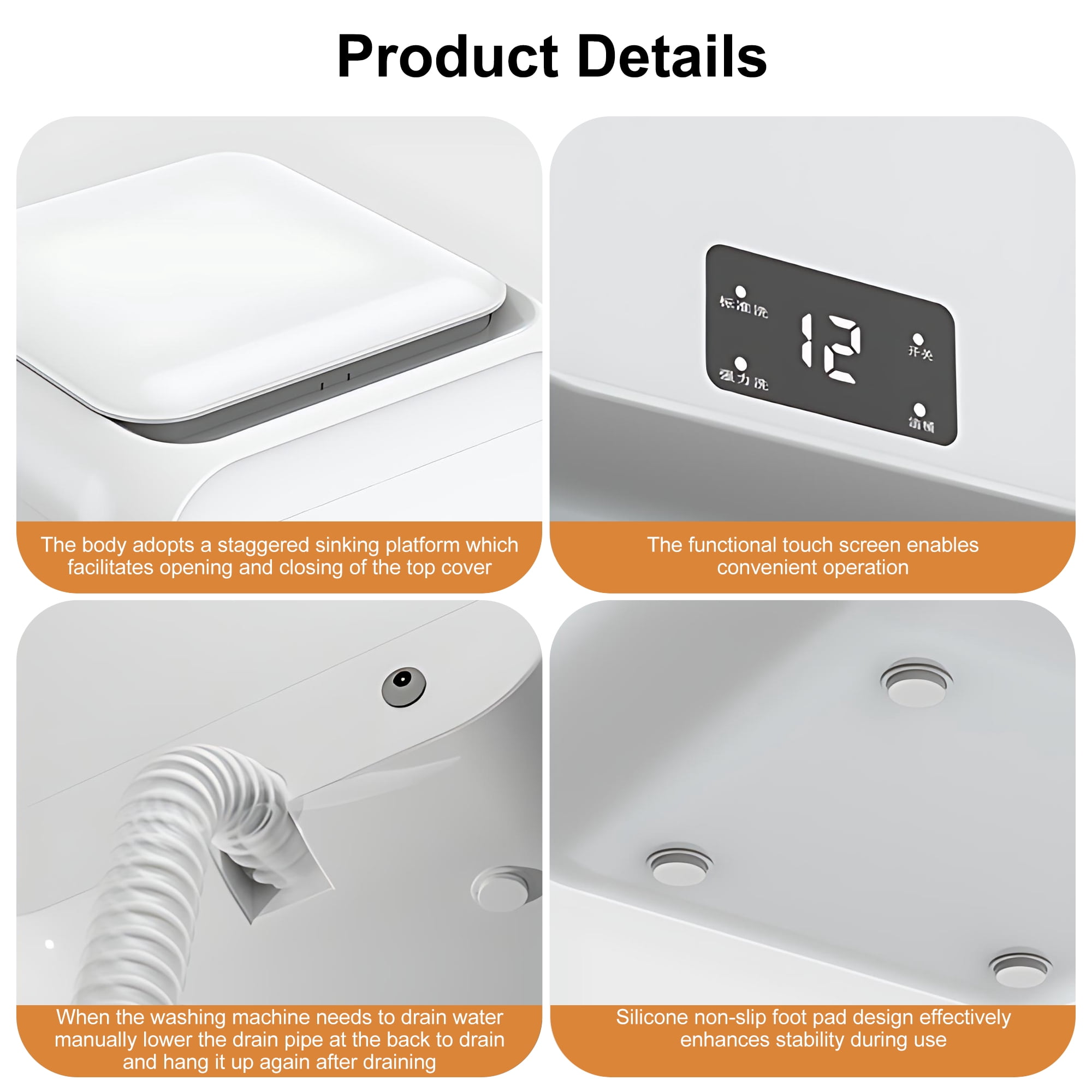 INSMART 12L Portable Washing Machine,24W Mini Laundry Machine for Underwear,Socks for Apartment Dorm RV Travel