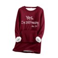 thumbnail image 2 of GERsome Womens Winter Soft Sherpa Fleece Lined Pullover Crewneck Letter Print Sweatshirt Winter Warm Sherpa Lined Fleece Sweatshirt Pullover Loungewear Tunic Tops /M, 2 of 3